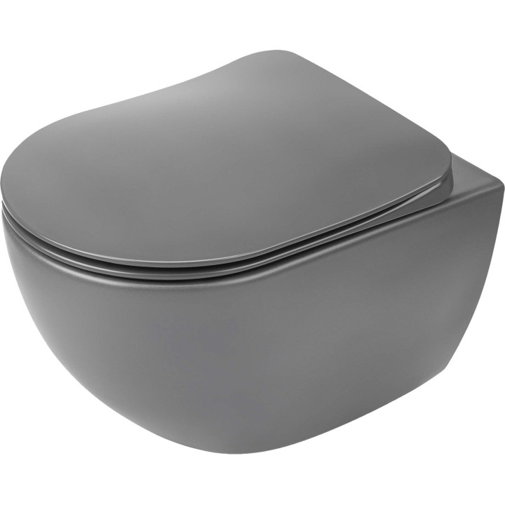 Miska WC z deską bezkołnierzowa antracyt, titanium antracyt