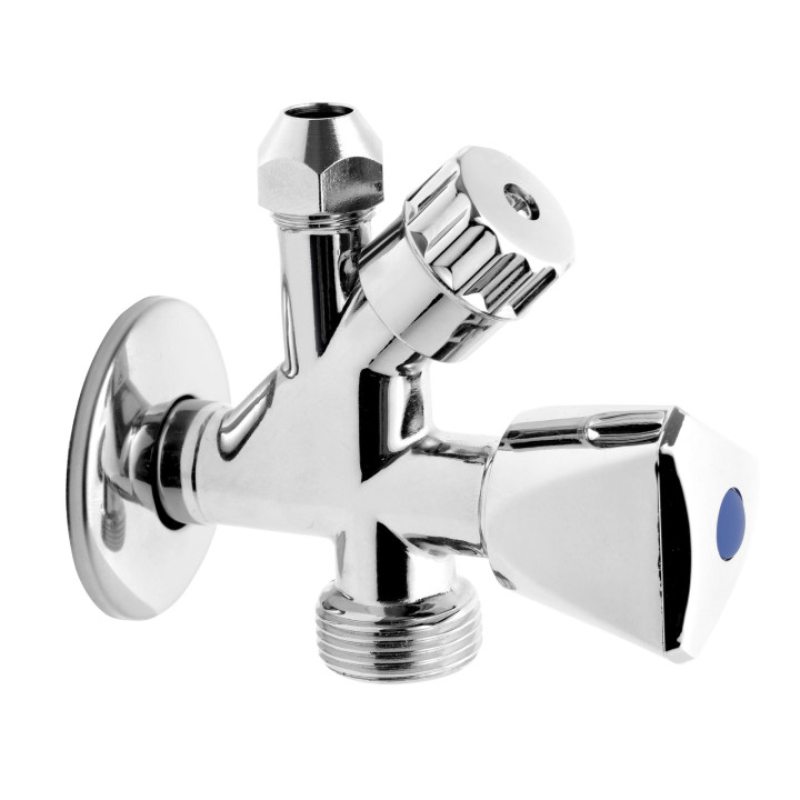 Zawór kątowy kombi 3-8" X 1-2" X 3-4",ZE złączką do rury