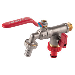 Zawór kulowy czerpalny z dwoma przyłączami 3-4", 1-2", f-comfort