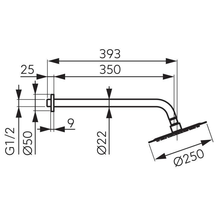ZESTAW NATRYSKOWY Z DESZCZOWNIĄ 250MM SLIM, CHROM
