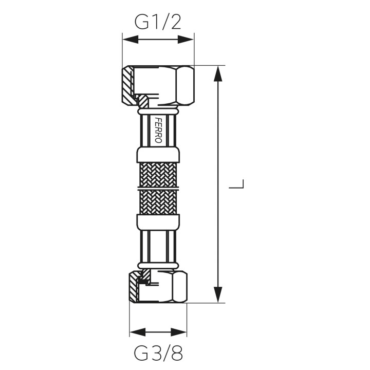 Wąż przyłączeniowy L-100 cm 1-2" X 3-8" – Ferro