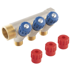 Rozdzielacz sanitarny 4-DROGOWY 1"X1-2" mosiężny system wodny 110°C