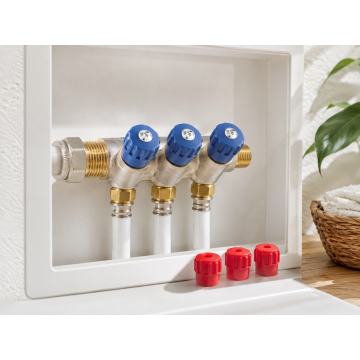 Rozdzielacz sanitarny 4-DROGOWY 1"X1-2" mosiężny system wodny