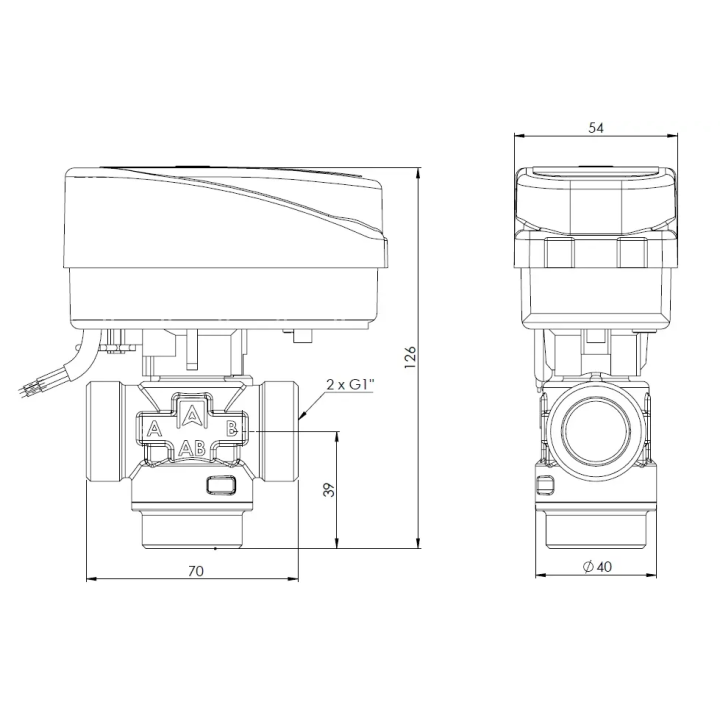 3-drogowy zawór strefowy AZV 643, DN20, G1", Kvs 8 m3/h – Afriso