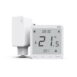BEZPRZEWODOWY ZASILANY 230V REGULATOR POKOJOWY DWUSTANOWY (PANEL PRZEDNI ZE SZKŁA) ST-297Z v2 BIAŁY