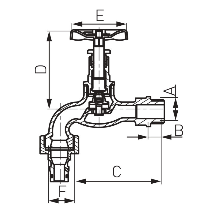 Zawór czerpalny grzybkowy, żeliwny, 1-2" – Ferro