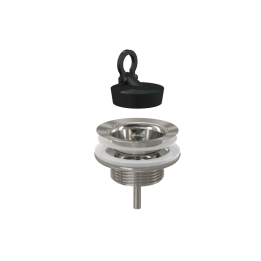 Odpływ do umywalki 5/4" stal nierdzewna z PVC korkiem, wysoka