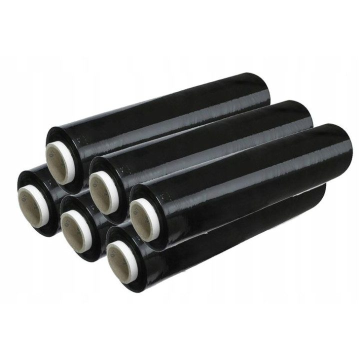 Folia stretch czarna XL 2KG - zestaw 6 sztuk
