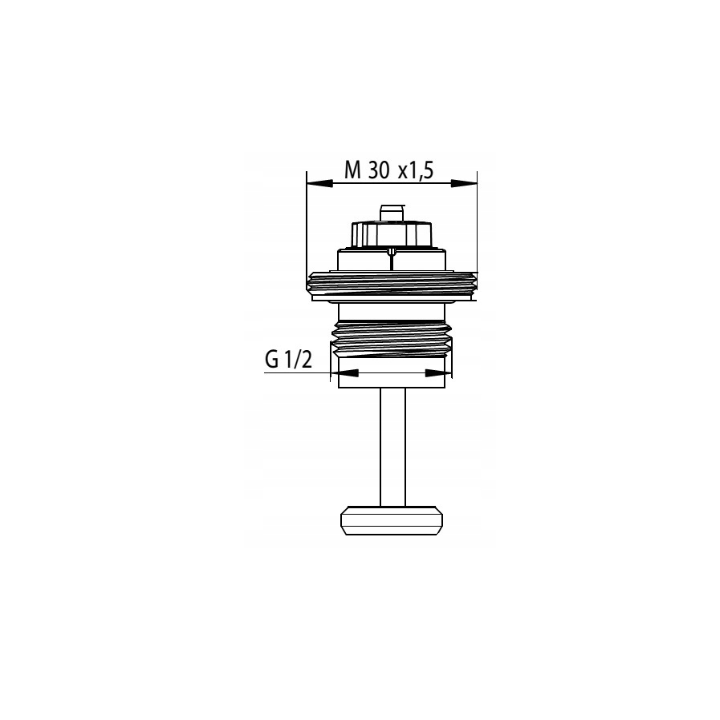 Zawór termostatyczny do rozdzielacza M30X1.5 + nypel 1/2X3/4"