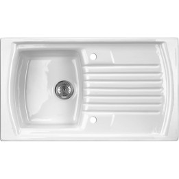 Zlewozmywak ceramiczny 1-komorowy z ociekaczem biały stal ZCL