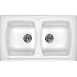Zlewozmywak ceramiczny 2-komorowy biały stal ZCL 620N – Deante