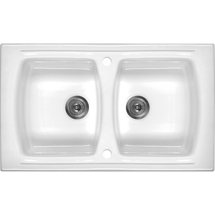 Zlewozmywak ceramiczny 2-komorowy biały stal ZCL 620N – Deante