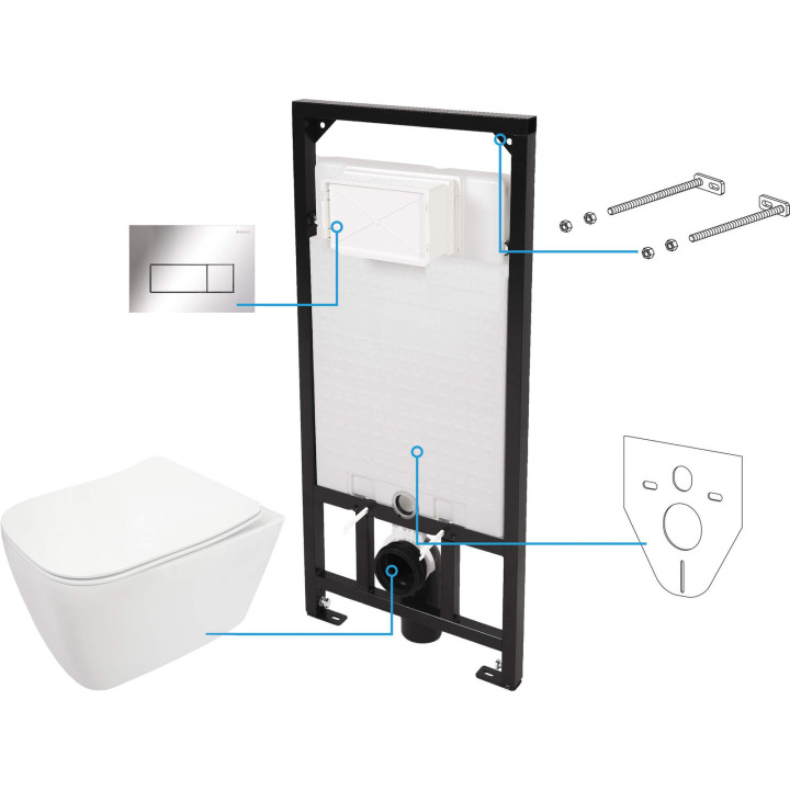 Zestaw WC podtynkowy 6 w 1 biały chrom CDYS6ZPW – Deante