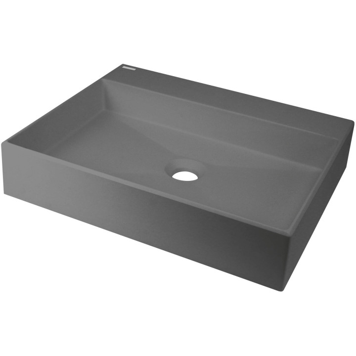 Umywalka granitowa nablatowa z miejscem na baterię - 500x400 mm antracyt metalik CQR TU5S