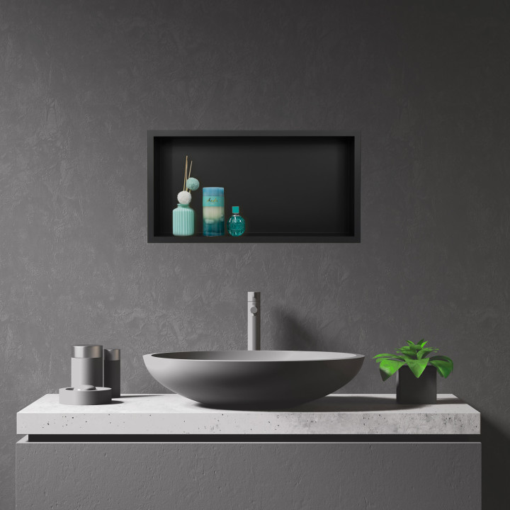 WALL-BOX ONE Black - Półka pojedyncza czarna 60x30x10 cm – Balneo