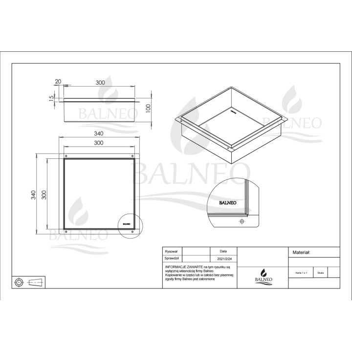 WALL-BOX NO RIM - Półka wnękowa bezramkowa INOX 30x30x10 cm