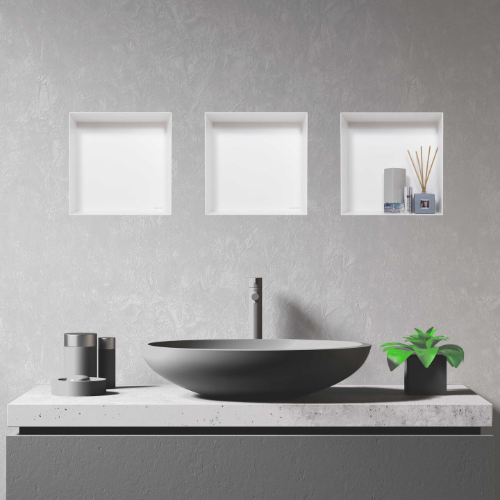 WALL-BOX No Rim White - Półka wnękowa bezramkowa biała 30x30x10