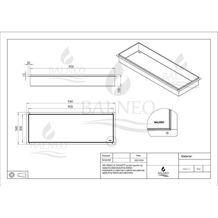 WALL-BOX No Rim Black - Półka wnękowa bezramkowa czarna 90x30x10