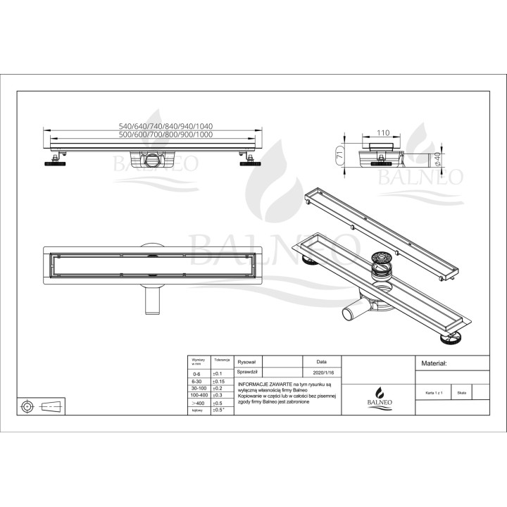 360 Drain 2w1 Odpływ liniowy 100 cm z obrotowym syfonem dwustronny chrom