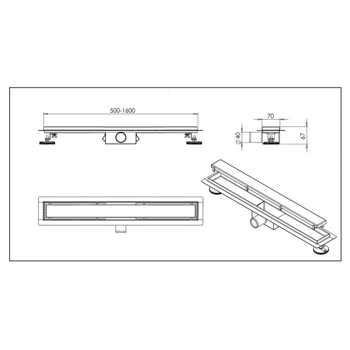 Duplex Standard 2w1 Odpływ liniowy 110 cm dwustronny chrom