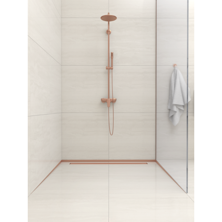 Listwa spadkowa podłogowa czołowa 130 cm miedziana – Balneo