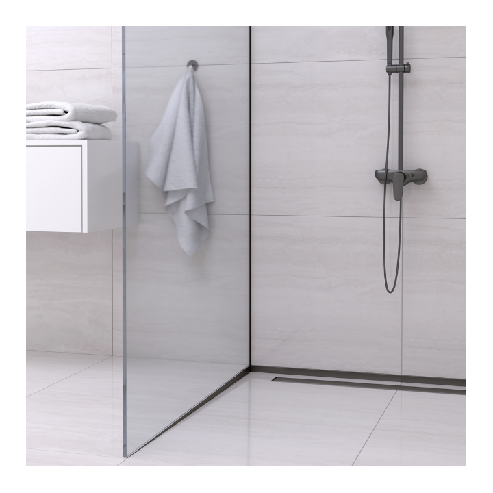 Listwa spadkowa podłogowa lewa 120 cm czarna – Balneo