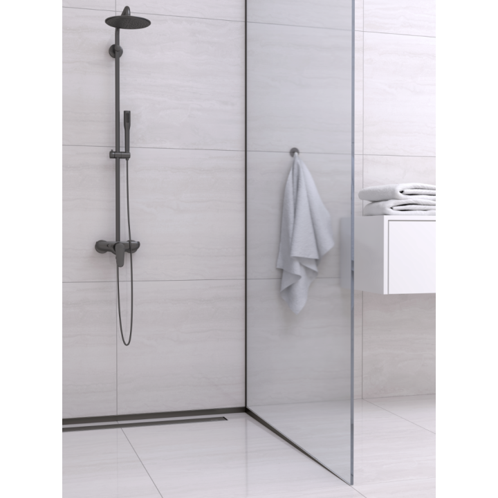 Listwa spadkowa podłogowa prawa 120 cm czarna – Balneo
