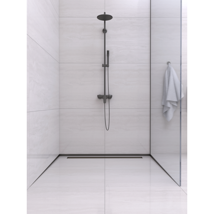 Listwa spadkowa podłogowa prawa 120 cm czarna – Balneo