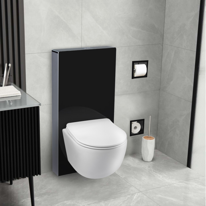 Stelaż natynkowy WC szklany czarny Fix-Frame Glass Black – Balneo