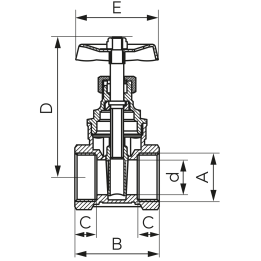 Zawór zasuwany GW-GW, 1" – Ferro