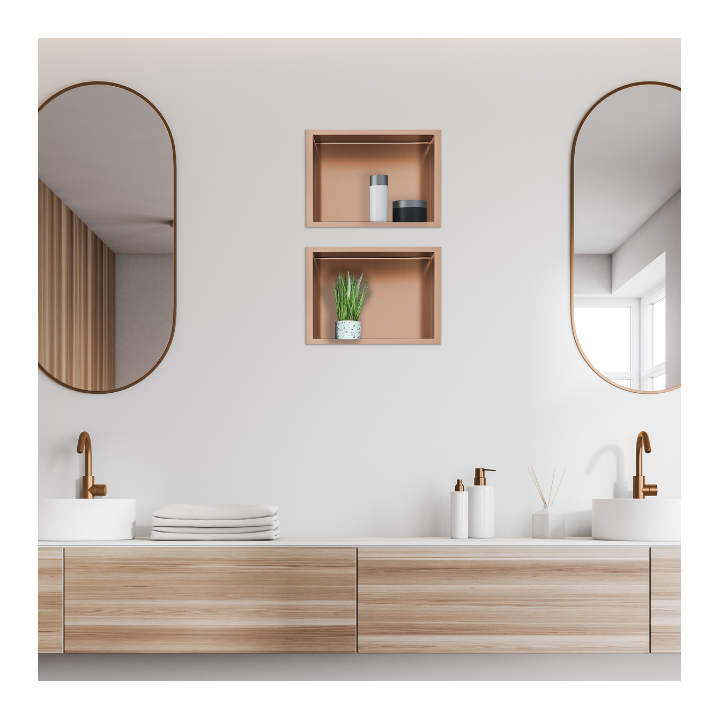 WALL-BOX ONE Copper Półka wnękowa ze stali nierdzewnej miedziana