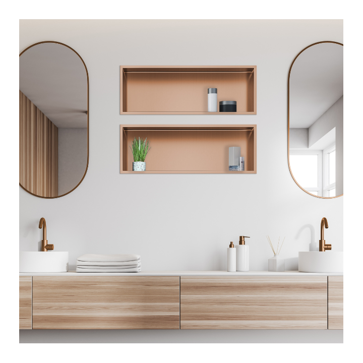 WALL-BOX ONE Copper Półka wnękowa ze stali nierdzewnej miedziana