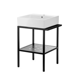 Konsola łazienkowa stojąca z umywalką - 56.5x50 cm nero biały