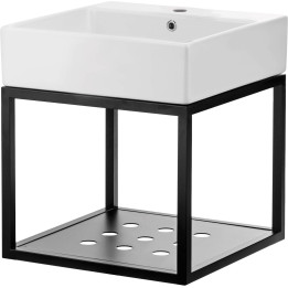 Konsola łazienkowa wisząca z umywalką - 60x50 cm nero biały