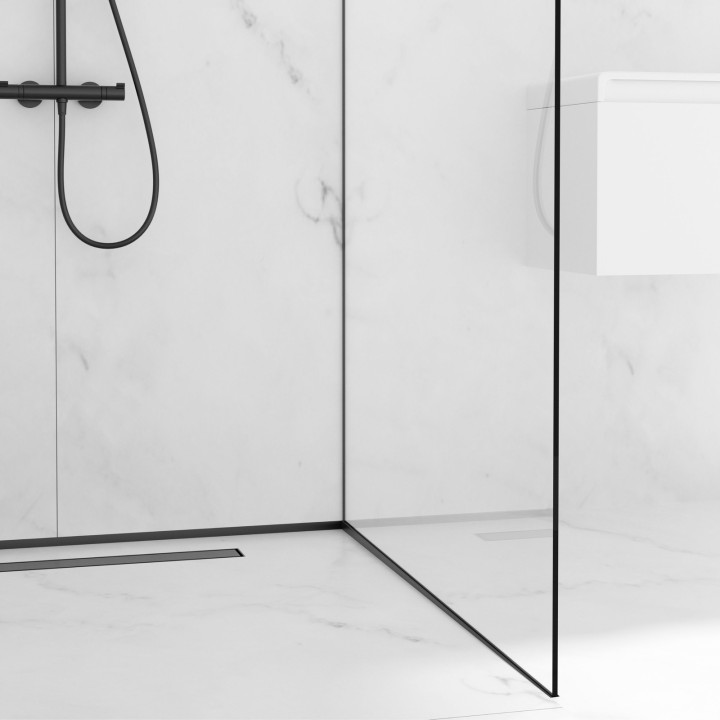 Listwa spadkowa do szkła prawa 120 cm czarna – Balneo