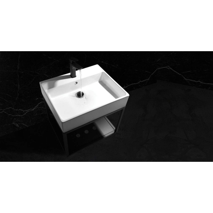 Konsola łazienkowa wisząca z umywalką - 50x50 cm nero biały