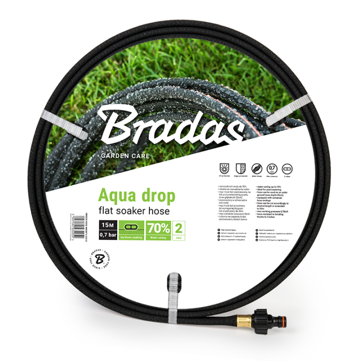 Wąż nawadniający AQUA-DROP FLAT 1/2" - 15m