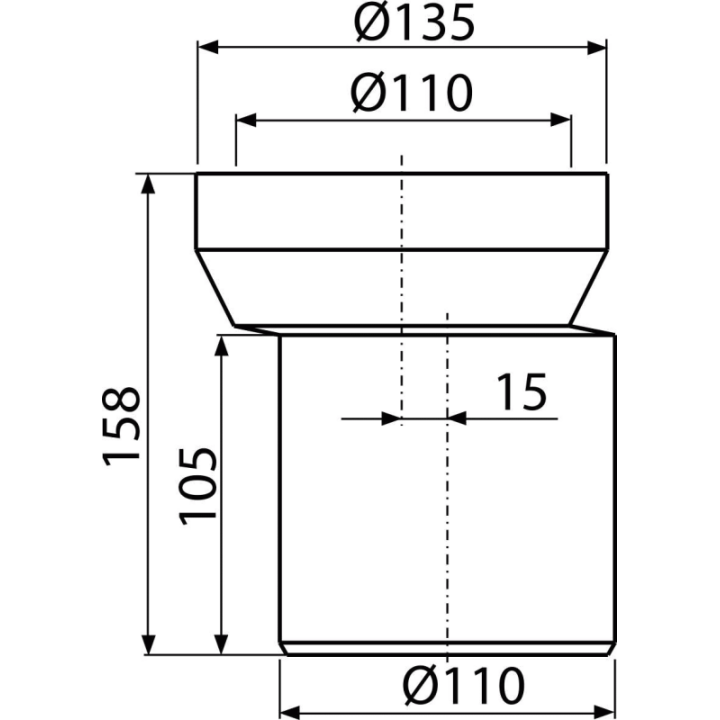 Przyłącze WC - króciec mimośrodowy 158 mm – Alcadrain
