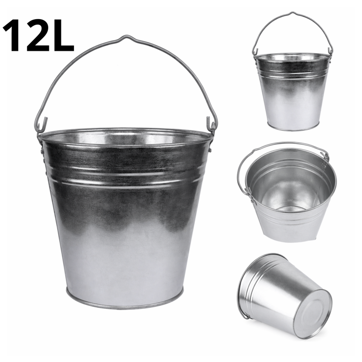 Wiadro ocynkowane 12L solidne metalowe mocne uniwersalne – Bradas