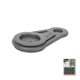 BUNGEE CORD CLIPS klips oczkowy z uchwytem - blister grey