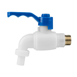 Kran plastikowy z wejściem stalowym GZ 1/2", z wyjście na wąż 1/2"