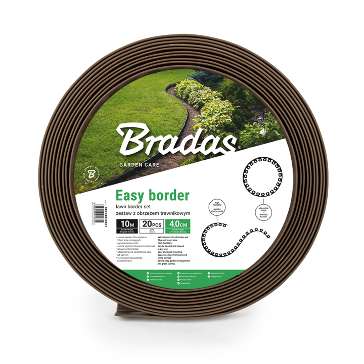 Zestaw z obrzeżem trawnikowym EASY BORDER - 40mm – Bradas