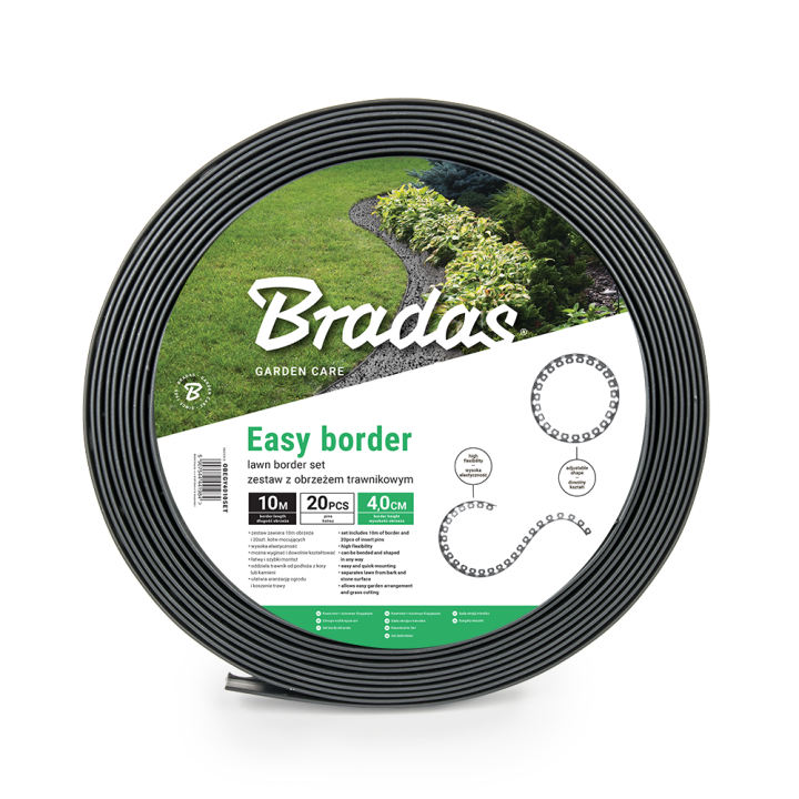 Zestaw z obrzeżem trawnikowym EASY BORDER - 40mm – Bradas