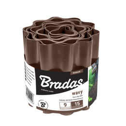 Obrzeże faliste trawnikowe 9m x 20cm, brązowe – Bradas