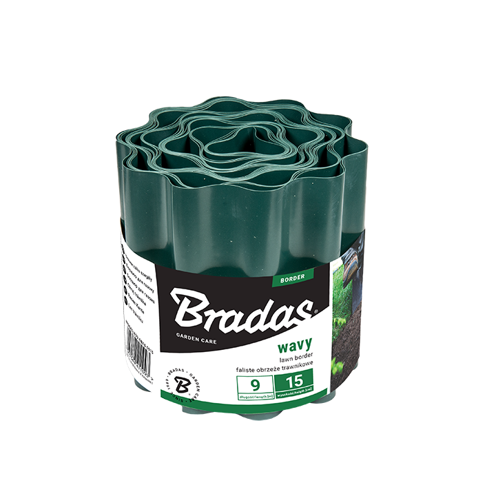 Obrzeże faliste trawnikowe 9m x 10cm, zielone – Bradas