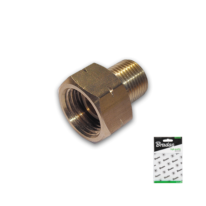 Redukcja dwuczęściowa GW 21,8mm L / GZ 3/8" L MOSIĄDZ – Bradas