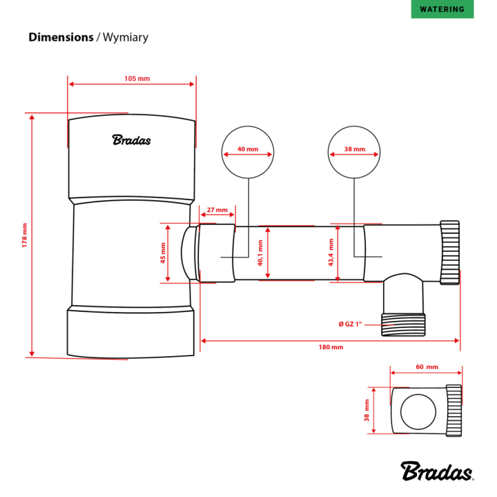 Zbieracz / łapacz wody deszczowej z zaworem - 100mm / GZ 1"
