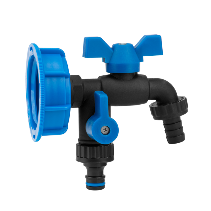 Zestaw IBC S60x6 + kran BLACK RAVEN GZ 2x3/4'' NYLON/BRASS na wąż 5/8"+ nypel