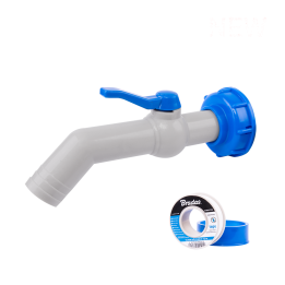 Zestaw - Kran PP 45° z przyłączem IBCS60x6 na wąż 32mm z taśmą