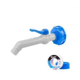 Zestaw - Kran PP 45° z przyłączem IBCS60x6 na wąż 25mm z taśmą